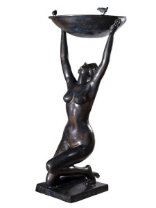 Art deco lady kneeling with bowl aloft