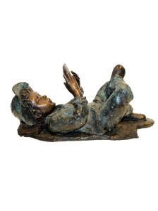 Reading Boy bronze statue